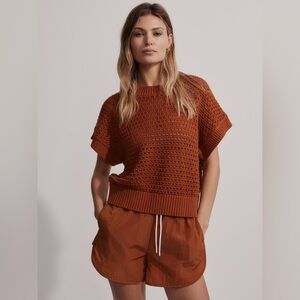 Varley Julianna Knit Top Sweater in Deep Apricot (L)